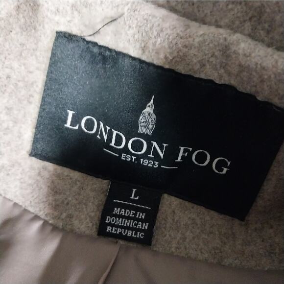 LONDON FOG! TAN/BEIGE FINE WOOL BLEND DOUBLE BREASTED PEACOAT, JACKET! SZ L - Picture 10 of 13